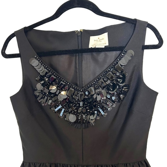 Kate Spade Black Cupcake Dress Embellished Neckline - Picture 9 of 16